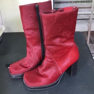 MIA Red pony hair mid calf boots 7 1/2